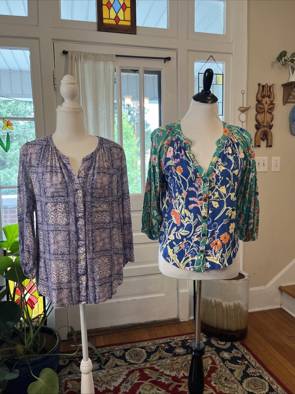 Floreat •Anthropologie• Akemit Kin Lot Of 2 Shirts Size S/M Boho Floral Paisley